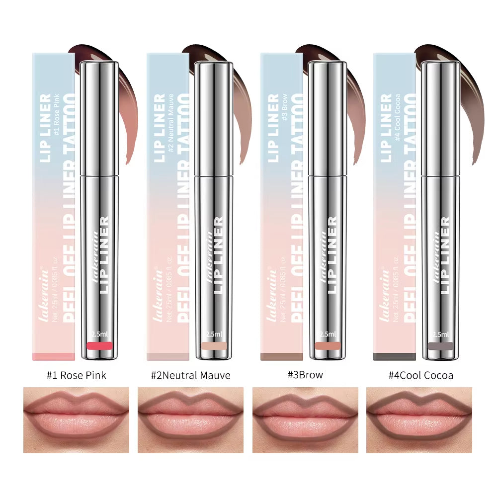 Peel off Lip Liner Tattoo Long Lasting Waterproof Peel off Lip Stain Semi-Permanent Matte Lip Stick Girls and Women